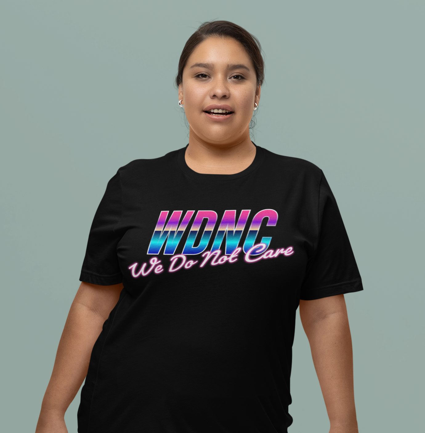 We Don’t Care Club Shirt – Funny Retro Neon Graphic Tee