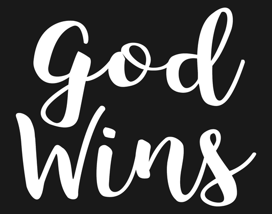 GOD WINS WINDOW STICKER 6.3X5
