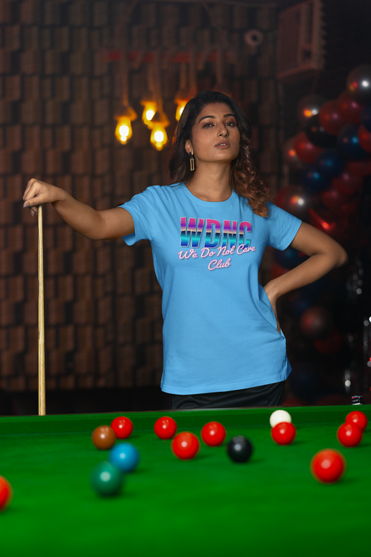 We Don’t Care Club Shirt – Funny Retro Neon Graphic Tee